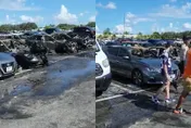 邊看球邊烤肉來吃！NFL球場「驚爆火燒車」　多輛車陷火海狂燒…全淪黑廢鐵