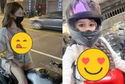 ㄅ亮的車頭燈！重機女神挺「I級炸彈」晃不停　網笑「無罩駕駛」暈喊：有亮點