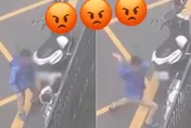 【影】連嬰兒也揍！淡水莽男街頭對妻兒連揮4巴掌　3正義哥攔阻痛罵伸援手