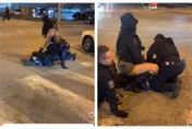 【影】警民衝突激戰！熱褲妞「狂甩屁股蛋」蜜桃電臀連擊　她為的是…救朋友？