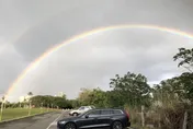 獨家/【影】花蓮大雨前罕見出現雙彩虹！氣象局預報各地水氣增加