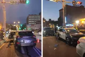 影/孕婦恍神撞警車！懷胎9月開車「突失去意識」撞爛巡邏車屁股