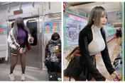 影/網紅F級身材乳搖日本！電車開晃「恥度破表」…連乘客都瞪大眼