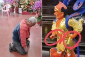 影/醉漢媽祖廟發酒瘋打人砸壞神像　酒醒後媽祖面前下跪懺悔