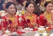 影/廈門三胞胎新娘選擇同天出嫁　神似長相賓客只能靠「老公」區別