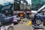 連撞多車「疊羅漢」慘況曝！廣東特斯拉疑失控衝毀店鋪致2人傷