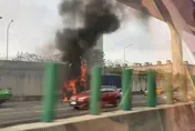 快訊/國1南下50公里火燒車！11車連環追撞　大貨車起火封閉2車道搶救