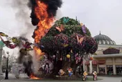 影/韓國愛寶樂園知名地標「魔法樹」驚傳起火　濃煙竄天畫面曝