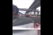 超驚險！國道出車禍小客車「車頭轉向」快和大貨車對撞　神反應躲過死神召喚