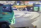 影/桃園砂石車「死亡迴旋」趕盡殺絕　阿伯棄車用生命狂奔！畫面曝