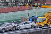 快訊/國道五楊高架北向驚傳3車連環追撞！　小貨車駕駛受困車內…3人受傷送醫