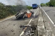 快訊/台南台84線匝道火燒車！ 車內驚見2具焦屍