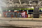 影/畫面曝光！捷運列車遭2不明人士塗鴉 　中捷看傻眼喊提告