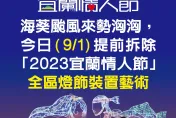 海葵颱風/不敢忽視！宜蘭情人節燈飾提前拆除