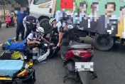 影/賴清德選舉宣傳車疑違規迴轉　2騎士遭撞輾「骨折」送醫