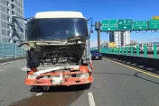 影/台74線太平段6車事故！曳引車追撞大貨車「車頭全毀」　再波及4轎車