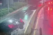 影/撞擊瞬間曝！男子餐敘喝高粱酒駕上路　自撞柵欄飛到對向車道