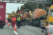 快訊/國3北向清水段3車追撞　貨櫃車衝出邊坡回堵1km