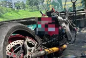 影/屏東死亡車禍！潮州台1線聯結車左轉撞重機　25歲騎士噴飛慘死