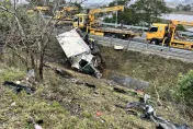 快訊/國3北向竹南段驚悚車禍！小黃、大貨車碰撞衝落邊坡　車身碎爛釀3傷
