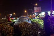 苗栗男酒駕猛衝撞分隔島！卡灌木叢動彈不得　一測酒測值0.9