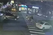 影/台中1家4口牽手過馬路　休旅車未禮讓衝撞22歲女！驚險畫面曝光