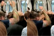 3刀男中捷砍人被壓制！刺青哥氣炸「雙手狂尻頭」　網驚：當太鼓達人在打