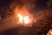 影/特斯拉國道馳騁自撞…燒剩骨架！　車內3人「1乘客傷重不治」