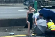 快訊/平口低胸、開高衩！國道2號驚悚車禍　暖心辣妹指揮交通…網暴動了