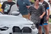 影/開BMW未減速...衝休息站撞7車釀3傷　嫩男駕駛抱頭哀號「修車費估百萬」