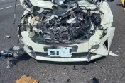影/疑自動駕駛釀禍！38歲男國3衝撞緩撞車　車頭撞爛全毀、零件四散