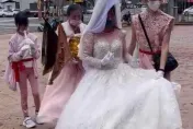 台南驚現觀音大士穿婚紗刈香！　網譏：嫁關公改名 「關世音菩薩」