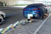Strike！永和男開百萬X6掃倒「19根YouBike停車柱」　輾壓畫面曝