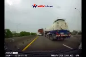影/國1麻豆段貨櫃車鬼切內線　害白車全爛變廢鐵、馬自達噴進分隔島