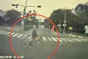 影/單車男逆向闖紅燈　救護車載「命危婦」閃避不及撞上