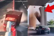 影/驚險瞬間曝！陸貨車失控衝出護欄墜橋　用路人嚇傻