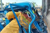 影/台中重大車禍！小車追撞大車粉碎　70歲駕駛「下肢變形慘死」