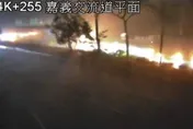 影/颱風夜不平靜！國1北上深夜火燒車　火勢被暴雨撲滅