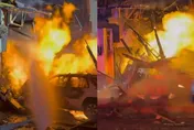 影/3車相撞「SUV衝入美商場」釀煤氣爆炸　巨大火球竄夜空