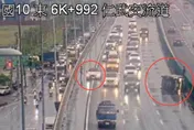 國10 仁武段追撞車禍　1車翻覆側躺內車道