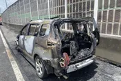 開一半變火球！國1鼎金段恐怖火燒車　小客車淪廢鐵