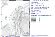 台南楠西7:16發生規模3.5地震　最大震度3級