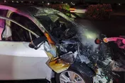 影/國1高科交流道「5車追撞起火」　1人手腳擦挫傷