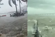 影/麥德姆颱風來襲！海南海水倒灌　「街道消失如汪洋」慘斷電