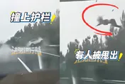 驚悚畫面全都錄！休旅車山西高速撞護欄翻覆　女乘客遭拋出半空
