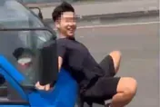 影/新北男站行進中貨車車頭　警：依法舉發最重罰1.8萬