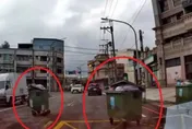 鳳凰颳強風！桃園垃圾箱「飛彈式滑行」衝馬路　駕駛嚇瘋