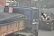 影/宜蘭79歲阿公騎腳踏車突然左偏！　遭砂石車直接輾過