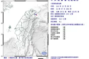 又搖了！宜蘭外海21:57規模4.1淺層地震　6縣市有感