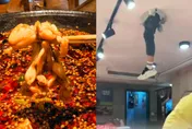 驚悚！牛蛙啃到一半...陸餐廳天花板「掉出一條人腿」原因曝